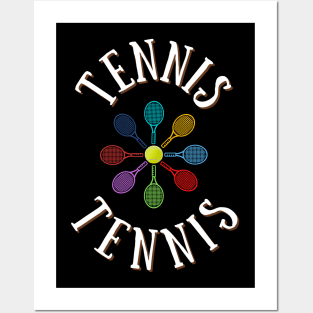 Colorful Tennis Rackets and Ball Posters and Art